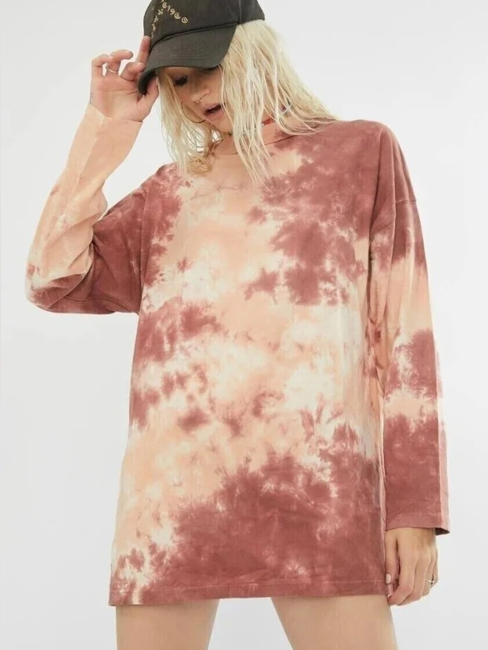 Free People Oversized Tie-Dye Long Sleeve Mock Neck Tee